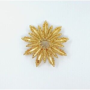 Vintage Avon Starburst Flower Brooch Gold Tone 3D Victorian Edwardian